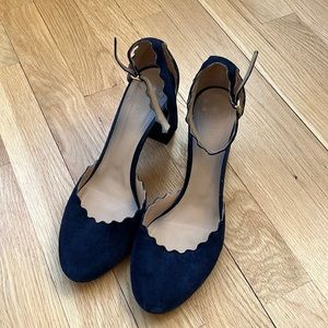 Chloe Scalloped Pump - Size 38 - Navy Blue